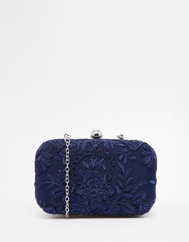 ASOS Chi Chi London Box Clutch Bag With Navy Piped Lace Overlay €45.07