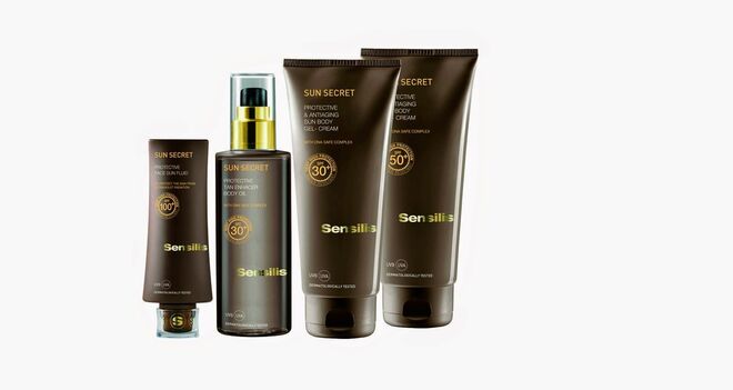 Solares | 1.º Lugar: Linha Sun Secret: Gel-Creme protetor e anti-idade SPF30 e SPF50+, Spray Solar transparente SPF50+, Óleo Protetor e ativador de bronzeado SPF30, Sensilis