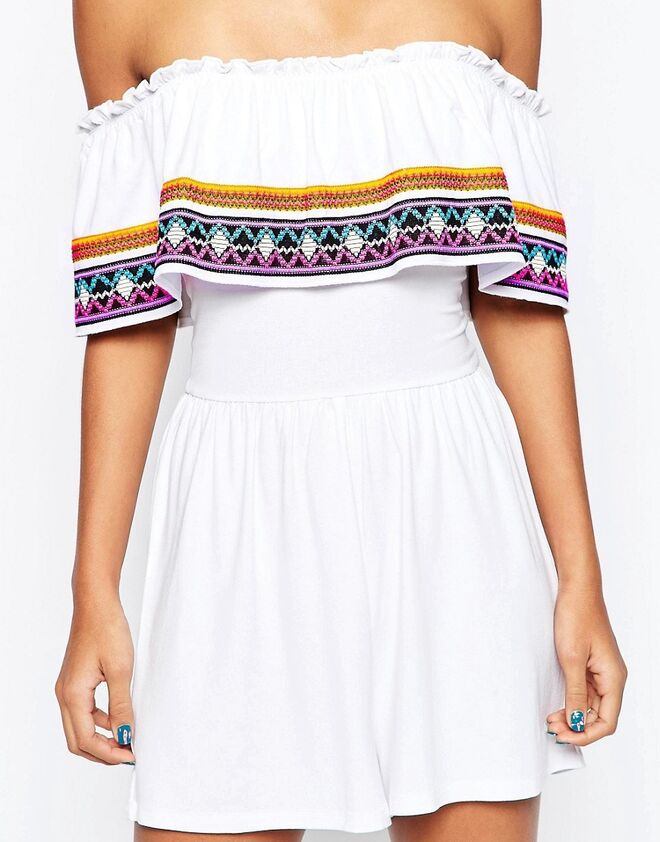 ASOS Festival Ruffle Cold Shoulder Playsuit €39.44