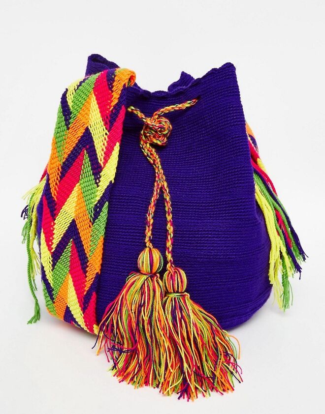 ASOS Jardin Del Cielo Wayuu Mochila Bag in Purple €84.50