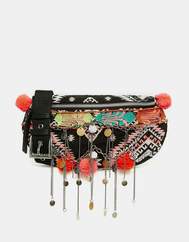 ASOS Aztec Bum Bag With Poms And Chain Detail €35.21