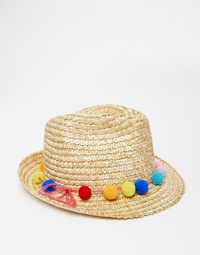 Catarzi Straw Hat with Pom Pom Trim €63.38 ASOS