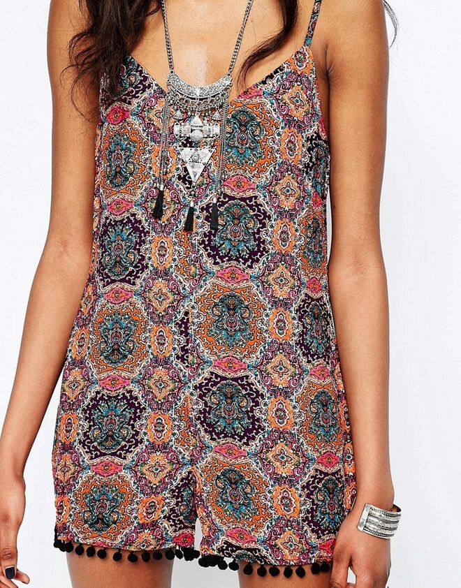 Glamorous Playsuit in Kaleidoscope Print with PomPom Trim RRP €27.46 €19.72 ASOS