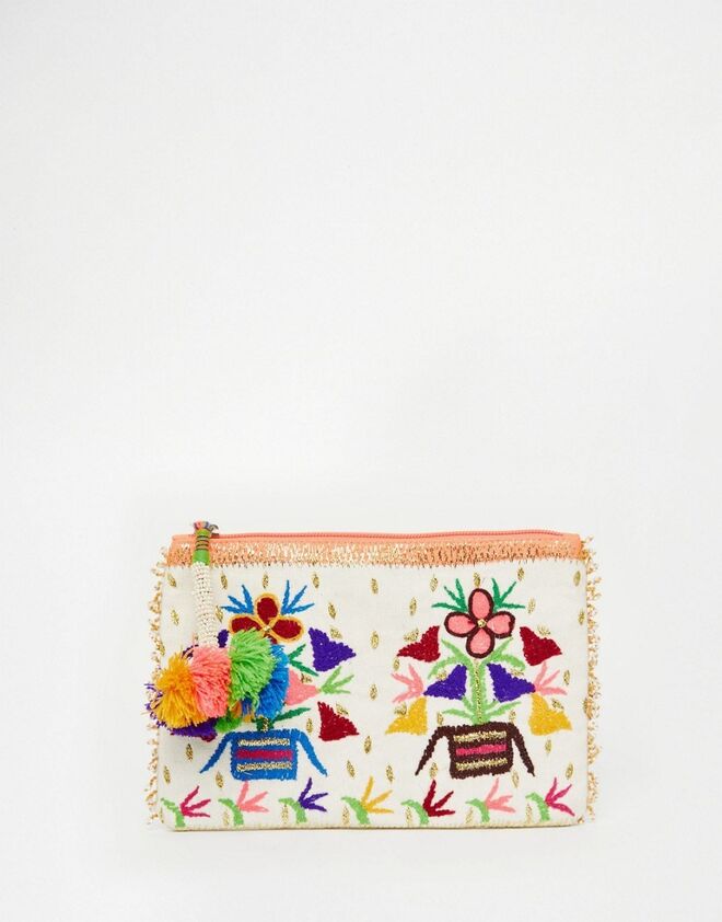 Star Mela Placement Floral Embroidered Clutch with Tassel €69.01 ASOS