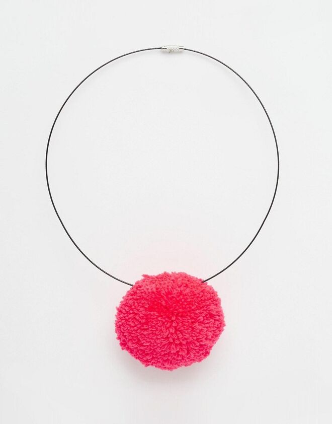 Suzywan Sweet PomPom Black Cord Necklace €25.35 ASOS