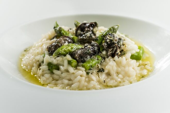 Risotto de espargos verdes com Caracoletas 