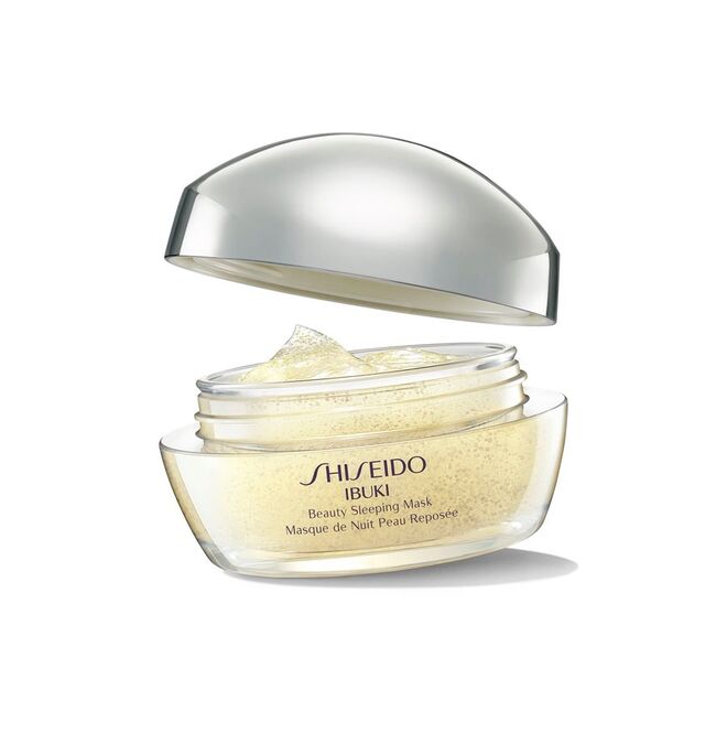 IBUKI BEAUTY SLEEPING MASK, Shiseido. Uma máscara em gel para usar durante a noite, que assegura que a sua pele tem uma boa noite de sono, mesmo que você não tenha. Contém Vitamina E e Cápsulas C, que promovem a produção de energia celular que é necessária para uma pele saudável e facilitam o processo natural da pele que ocorre durante o sono. €43