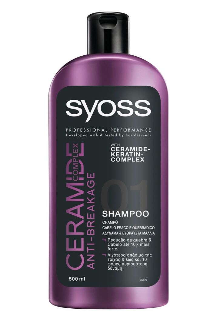 Syoss Ceramide Champô, para cabelos fracos e quebradiços. 