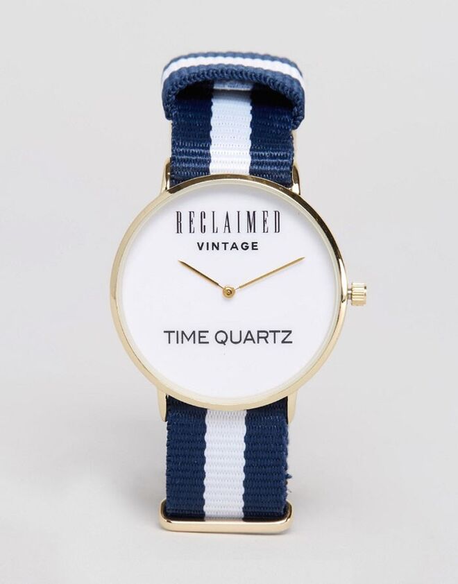 Reclaimed Vintage Stripe Canvas Watch In Blue €33.80, ASOS