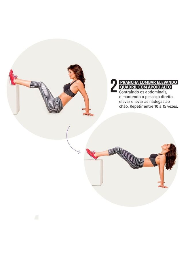 2 | Prancha lombar elevando quadril com apoio alto
