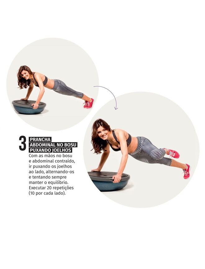 3 | Prancha abdominal no bosu puxando joelhos