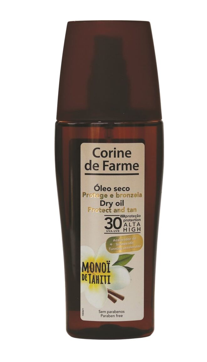 Corine de Farme 15,99€ Óleo seco Protege & Bronzeia com acelerador de bronzeado FPS30 150ml