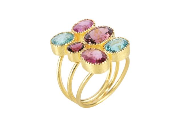 Anel "Tous les garçons et les filles" ouro apatites e rubilitas €1220