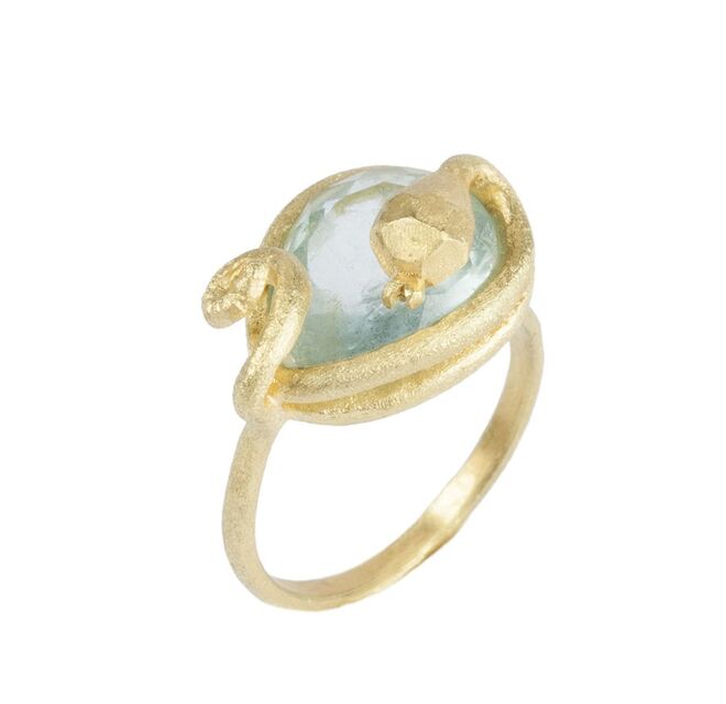 Anel "Nesta água cristalina" em ouro e água marinha €690
