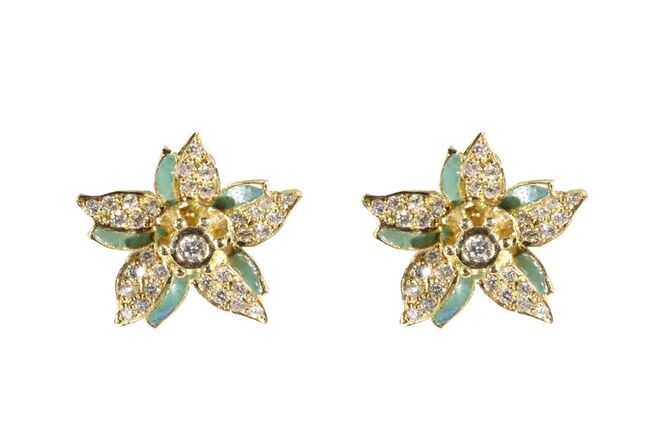 Brincos "De regresso a casa" em ouro esmalte e diamantes