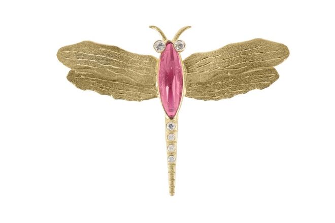 Pendente "Damselfly song" em ouro turmalina e diamantes  €990