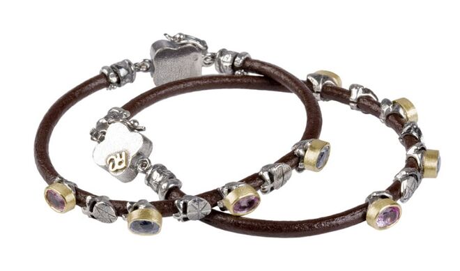 Pulseiras couro ouro prata e pedras preciosas desde €390