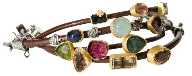 Pulseiras de couro, prata e ouro pérolas e pedras preciosas PVP desde €390