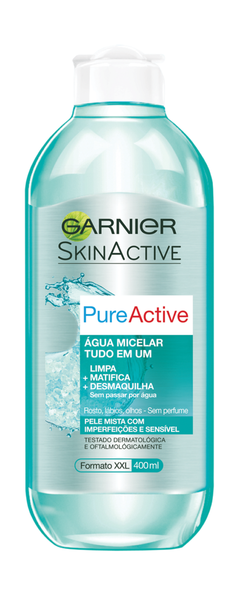 PURE ACTIVE ÁGUA MICELAR para a limpeza da pele mista a oleosa e sensível.