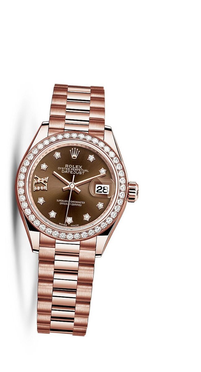 Relógio Oyster Perpetual Lady-Date Just em ouro com diamantes, Rolex (preço sob consulta)