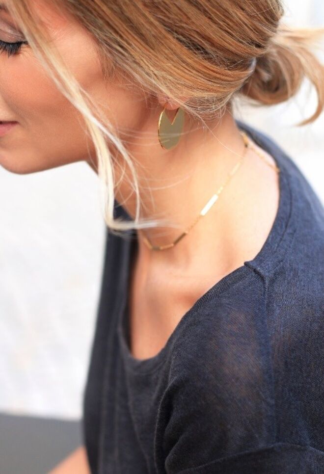 FVxOMNIA | Colar choker e argolas de prata dourada
