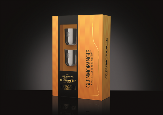 Whisky Glenmorangie - The Original Single Malt Scotch Whisky - com oferta de 2 copos em metal, sob o tema‘CRAFTSMAN CUP’, €42,65