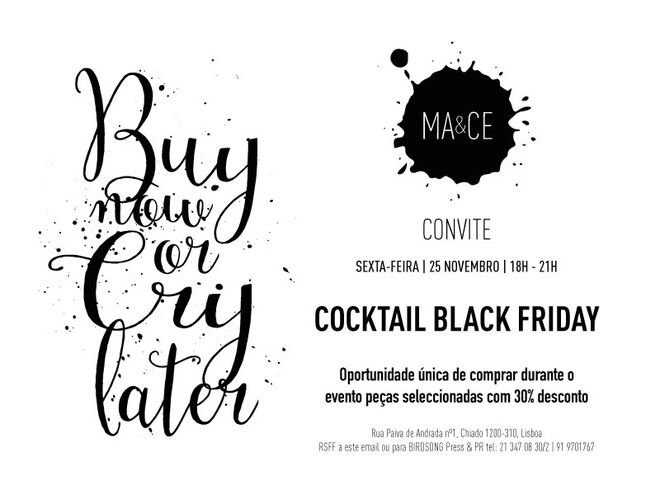 MA&CE Chiado | Descontos de 30% num cocktail a decorrer na loja, ao fim do dia. [Rua Paiva de Andrada, Nº1]