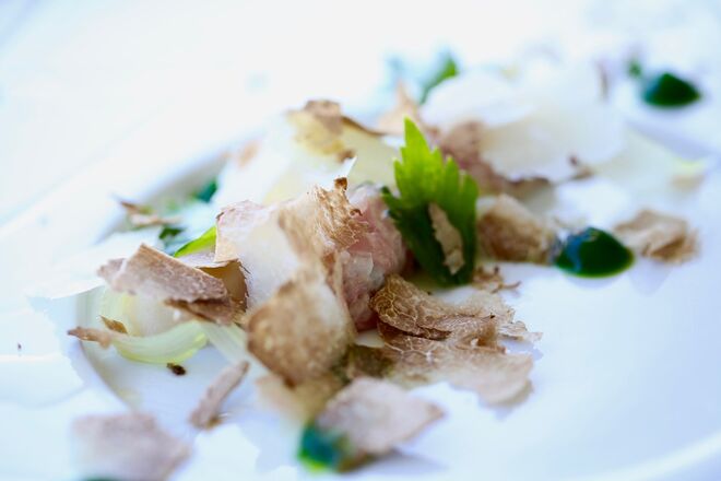 Tártaro de vitela de leite, aipo e trufa d’Alba, €59