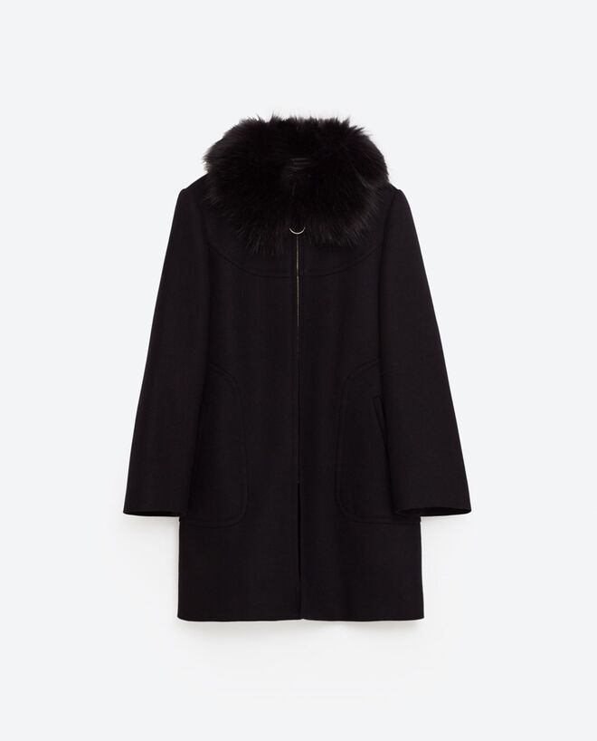 Casaco com gola em pelo | Zara, 89.95€