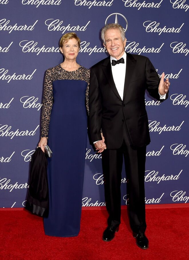 Annette Bening, em Michael Kors, e Warren Beatty