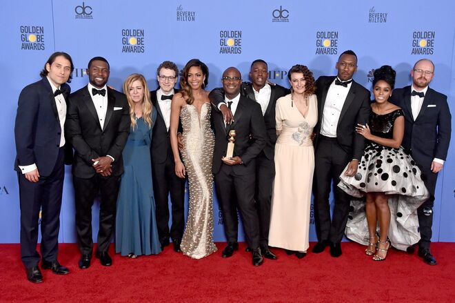 Trevante Rhodes, Naomie Harris, Barry Jenkins, Jeremy Kleiner e Dede Gardner