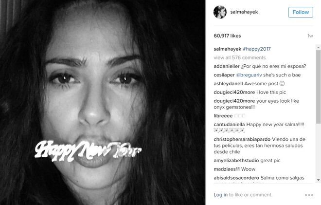 Salma Hayek sem maquilhagem @salmahayek