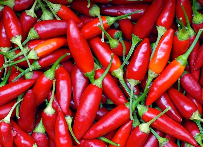 Malaguetas. O composto químico presente nas malaguetas chama-se capsaicina. Potencia a circulação e mantém o sangue a palpitar, o que é sempre bom para espevitar o apetite sexual.