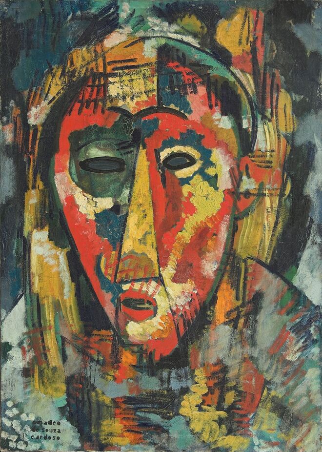 Exposição Amadeo Souza-Cardoso, no Museu do Chiado. Na imagem: "A máscara de olho verde" 1915/1916