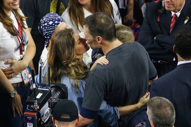 Gisele Bündchen e Tom Brady com a filha, Vivian Lake Brad