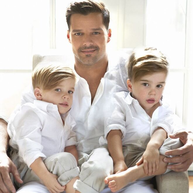 Ricky Martin com os gémeos Matteo e Valentino