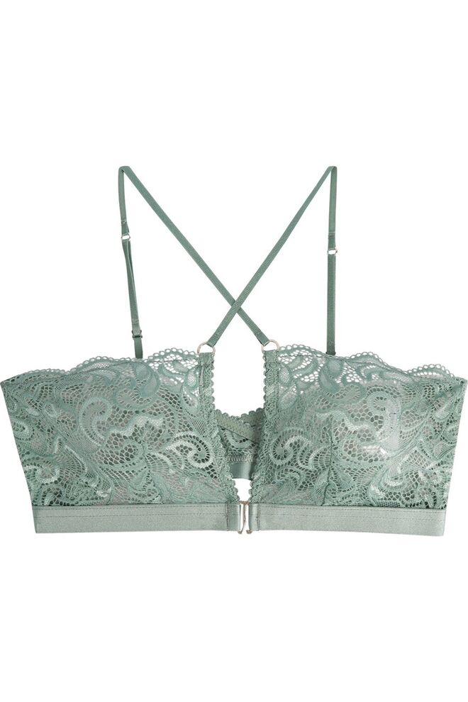 Soutien em renda e nylon, €62, Lonely, em net-a-porter.com