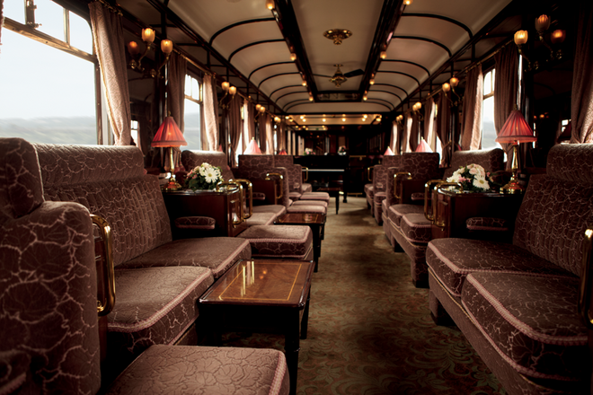 Venice Simplon - Orient-Express, o interior da carruagem bar