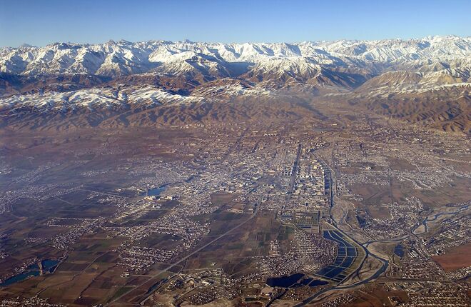 Visão aérea da capital, Dushanbe