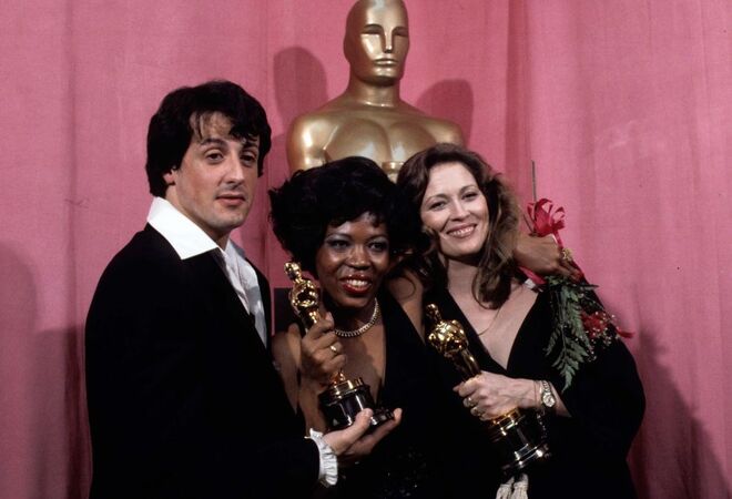 1977 | Sylvester Stallone com Eletha Finch e Faye Dunaway