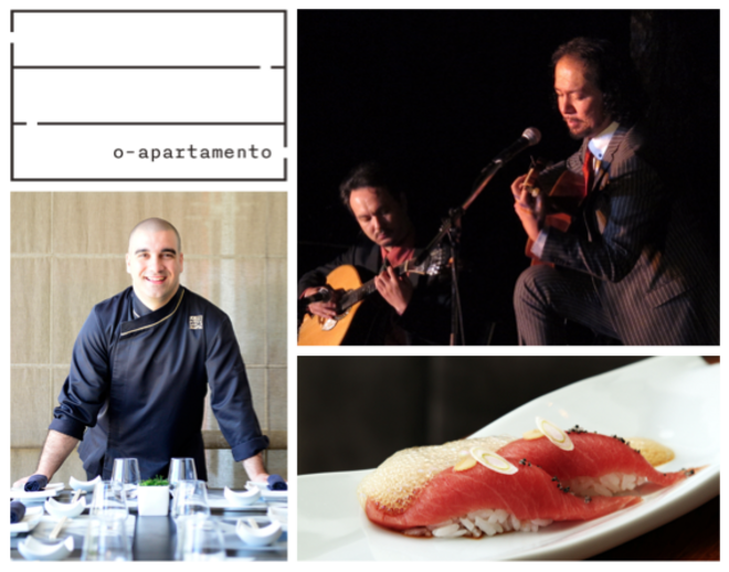 Jantar-concerto n’O Apartamento | No dia 2 de março, o Apartamento vai transformar-se num restaurante de fados... japonês. Parece confuso mas descomplicamos: na cozinha vai estar o chef do Midori, o lisboeta Pedro Almeida, que aceitou o desafio de desenhar um menu degustação nipónico exclusivo para esta noite. 