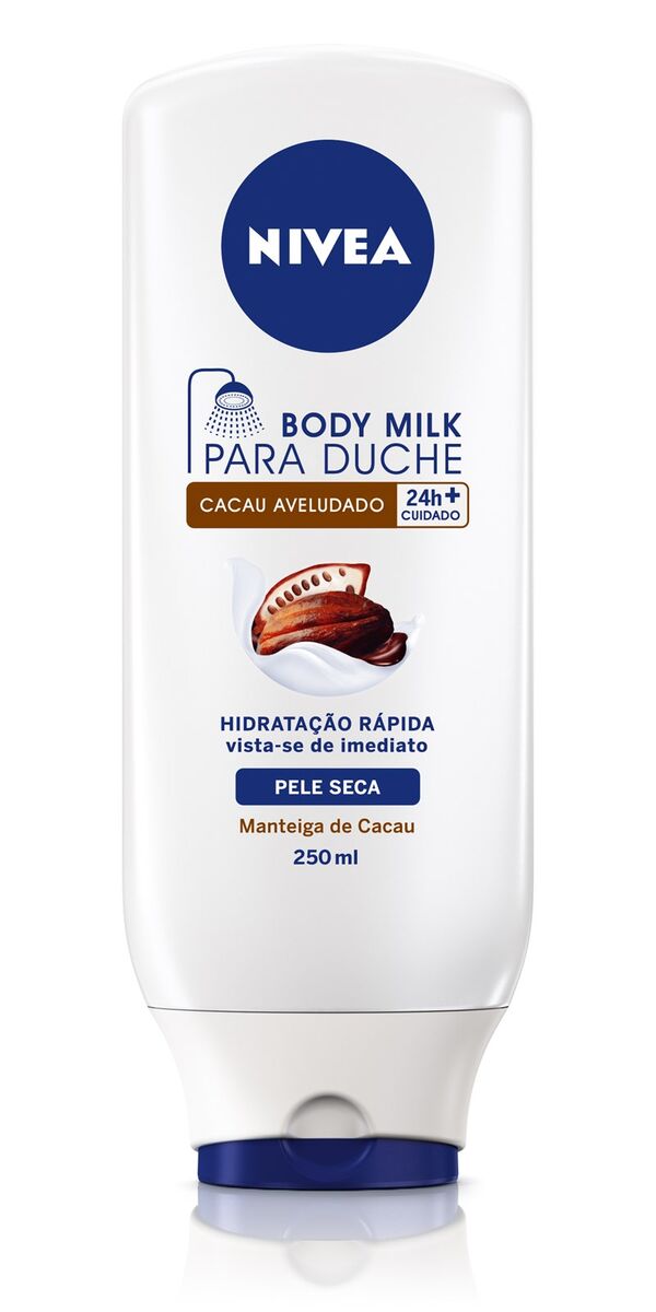 Body Milk para Duche Cacau Aveludado, €4,49, Nivea