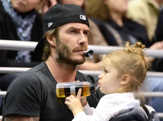 David Beckham com a filha Harper