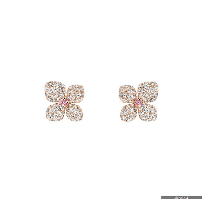 Brincos Hortensia Aube Rosée, Chaumet, na Torres Joalheiros (preço sob consulta)