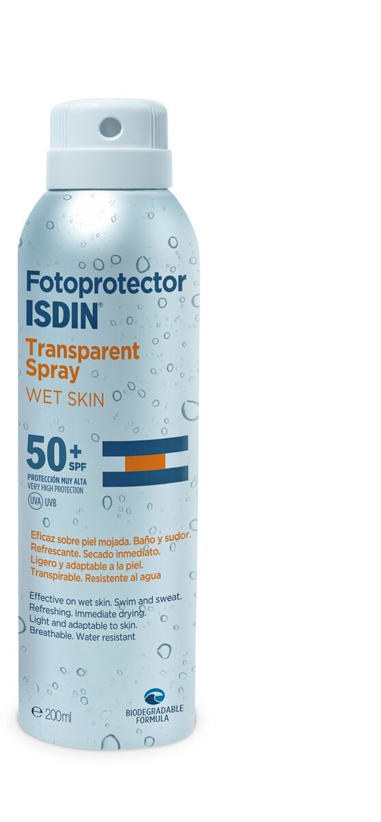 Fotoprotector Transparent Spray Wet Skin SPF50+ 200ml, €27, ISDIN