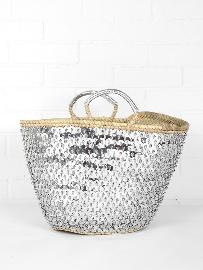 SEQUIN & BEAD BASKET, €54, em bohemiadesign.co.uk