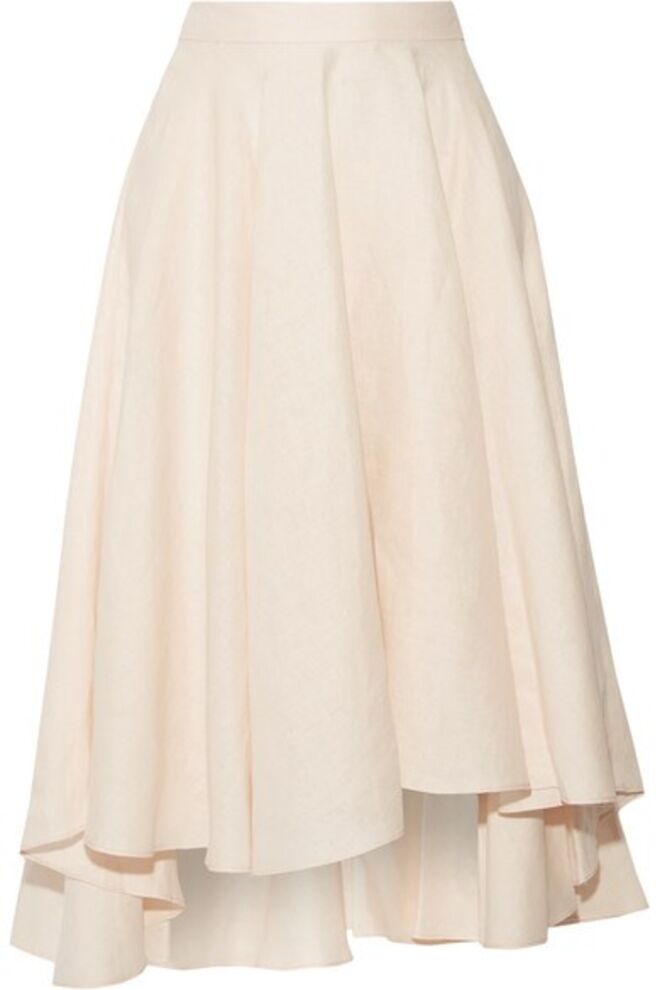 Saia em linho, €267, Miguelina, em net-a-porter.com