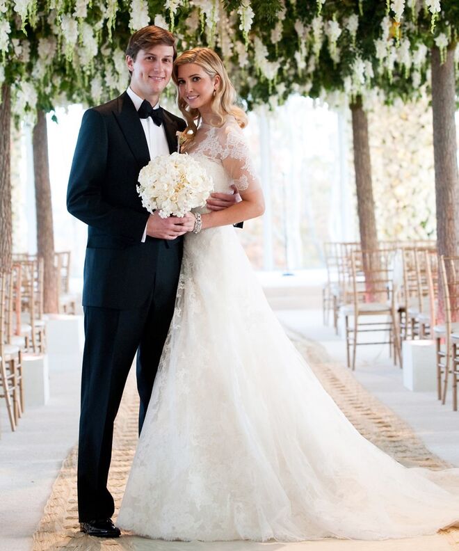 Ivanka Trump (2009) | Casamento com Jared Kushner. Vestido de Vera Wang.