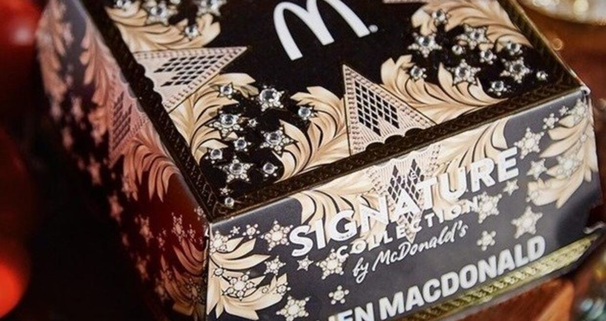 A nova caixa da linha gourmet do McDonald's, assinada por Julien McDonald