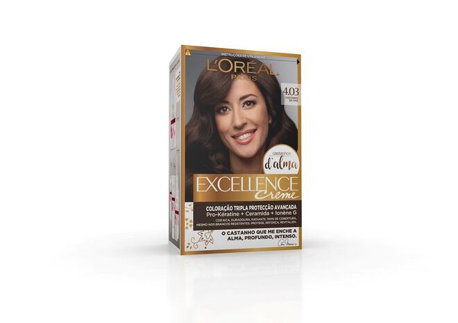 Excellence Creme, coloração tripla com Pro-queratina no tom 4.09, €11,49, L’Oreal Paris